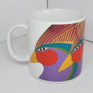 Gorgeous Vintage Laurel Burch Brazilian Birds Coffee Mug 1989